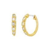 14K Yellow Gold 15Mm Round Half Lab Grown Diamond Small Hoops