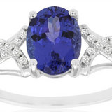 14K White Gold Oval Tanzanite Classic Ring