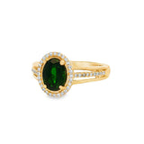 14K Yellow Gold Oval Russalite And Diamond Halo Ring
