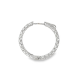 14K White Gold 25Mm Inside Out Natural Diamonds Hoop Earrings