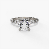 14K White Gold Modern Round Natural Diamonds Engagement Ring