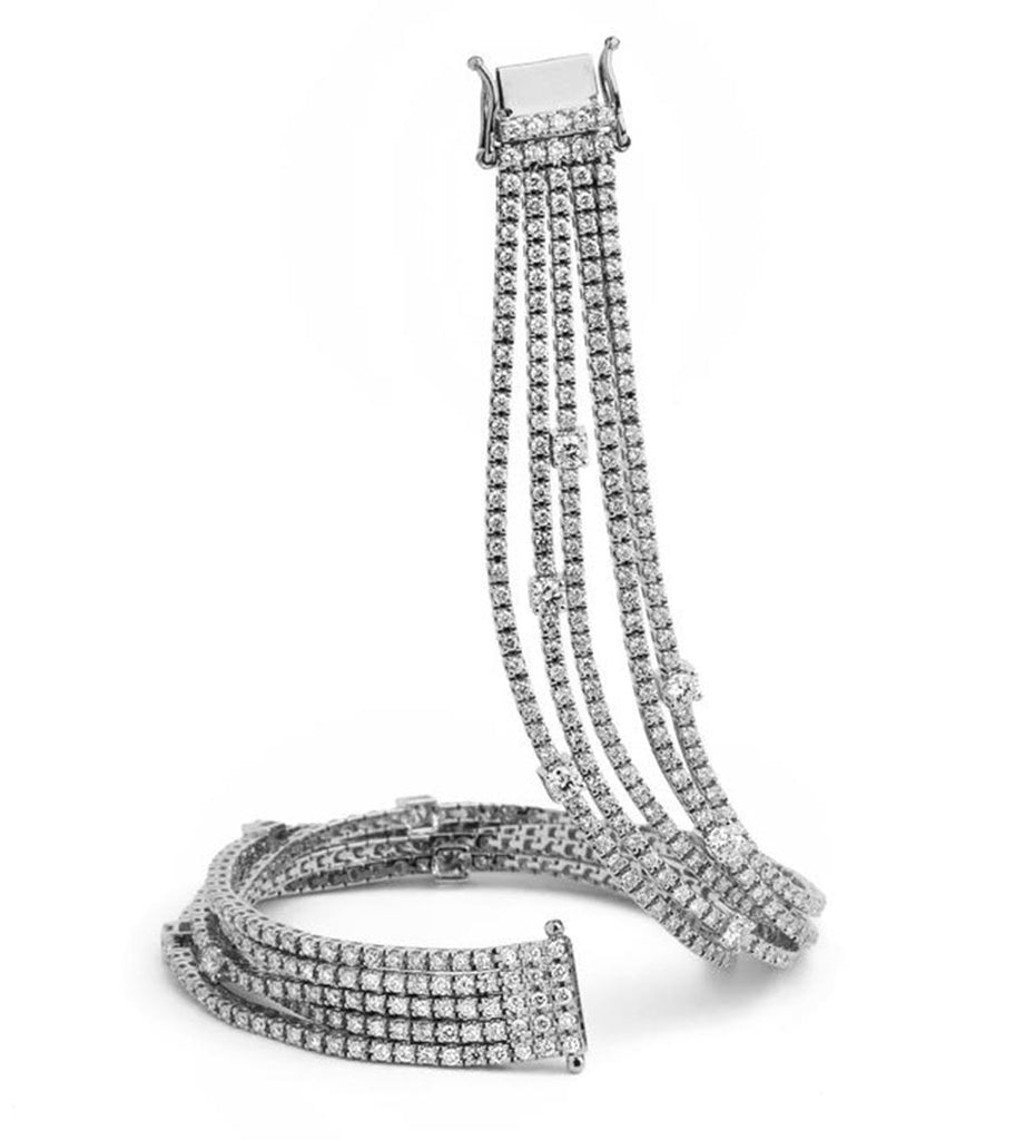 14K White Gold Multi-Strand Diamond Bracelet