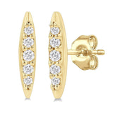 10K Yellow Gold Boat Button Natural Diamonds Earrings