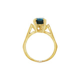 JT ESTATE 14K Yellow Gold Pear Blue Topaz Solitaire Ring