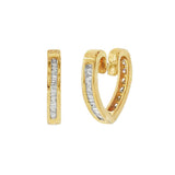 JT ESTATE 14K Yellow Gold Reversible Heart Natural Diamond Hoops