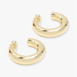 18K Yellow Gold Overlay 'She's So Smooth' Round Tube Hoops