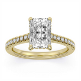 14K Yellow Gold 2.57Ct Radiant Lab Grown Diamonds Hidden Halo Engagement Ring