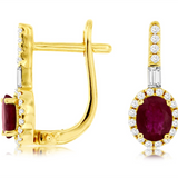 14K Yellow Gold Rubies Drop Earrings