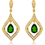14K Yellow Gold Russalites And Diamond Dangle Earrings