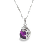 JT ESTATE Sterling Silver Amethyst Gecko Pendant Necklace