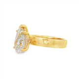 14K Yellow Gold 3.04Ct Pear Lab Grown Diamonds Hidden Halo Engagement Ring