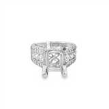 18K White Gold Wide Band Emerald Cut Natural Diamonds Natural Diamonds Engagement Ring