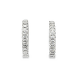 14K White Gold 25Mm Round Contemporary Natural Diamonds Hoop Earrings