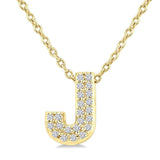 10K Yellow Gold Natural Diamonds Initial J Pendant