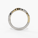 14K Yellow And White Gold Twist Natural Diamonds Band