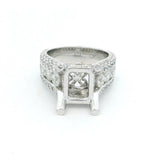 18K White Gold Wide Band Emerald Cut Natural Diamonds Natural Diamonds Engagement Ring