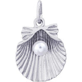 Sterling Silver Shell With Pearl Charm