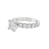 14K White Gold Classic Round Natural Diamonds Engagement Ring