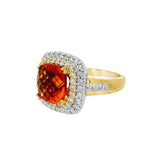 JT ESTATE 14K Yellow And White Gold Citrine And Diamond Double Halo Ring