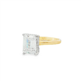 14K Yellow And White Gold Hidden Halo Emerald Cut Diamond Engagement Ring