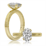 14K Yellow Gold 3.09Ct Oval Lab Grown Diamonds Vintage Engagement Ring