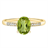 August Birthstone Rings: 14K Yellow Gold Diamond And Peridot Ring