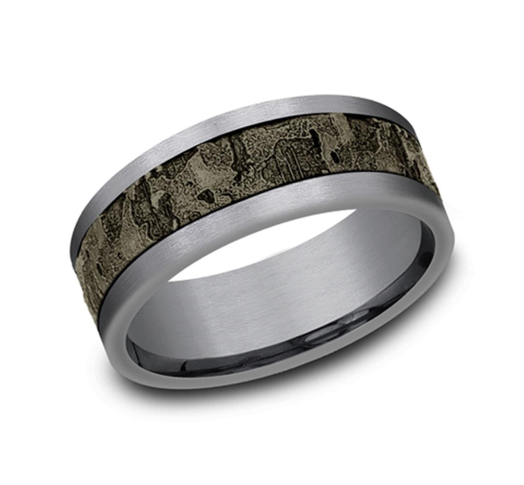 Gray Tantalum ‘The Stud’ 8mm Wall Fracture Finish Wedding Band