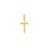 14K Yellow Gold Beveled Cross Pendant