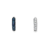 14K White Gold Sapphires Reversible Huggie Earrings
