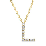 10K Yellow Gold L Initial Diamond Necklace