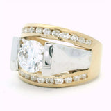 14K White And Yellow Gold Contemporary Round Diamond Engagement Ring