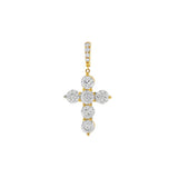 18K Yellow Gold Natural Diamonds Cross Enhancer Pendant