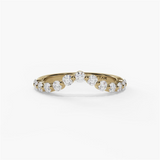 14K Yellow Gold Curved Natural Diamonds Band