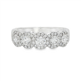 14K White Gold 5 Stone Halo Straight Natural Diamonds Band