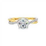 14K Yellow And White Gold 'Ilaria' Twisted Round Natural Diamonds Engagement Ring