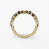 14K Yellow Gold Curved Natural Diamonds Band