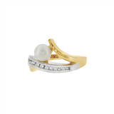 JT ESTATE 14K Yellow And White Gold Pearl And Diamond Free Form Ring