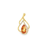 14K Yellow Gold Citrine And Diamond Free Form Pendant