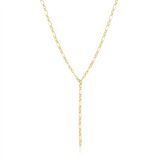 14K Yellow Gold Overlay Oval And Triple Round Link Yaeli Lariat Necklace