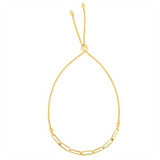 14K Yellow Gold Paperclip Center Bolo Bracelet