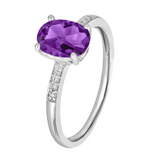 February Birthstone Rings: 14K White Gold Diamond And Amethyst Ring