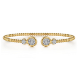 14K 14K Yellow And White Gold Natural Diamonds Bujukan Open Cuff Bracelet