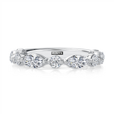 14K White Gold Alternating Marquise and Round Shape Diamond Band