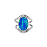 JT ESTATE Sterling Silver Simulated Opal Antique Ring