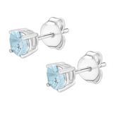 March Birthstone 14K White Gold Aquamarine Stud Earrings
