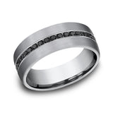 Grey Tantalum ‘The Edison’ 7.5mm Black Diamond Channel Set Wedding Band