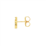 14K Yellow Gold Crystal Opal And Diamond Button Earrings