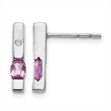 Sterling Silver Pink Tourmaline And Diamond Drop Earrings