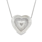 JT ESTATE 18K White Gold Natural Diamonds Heart Pendant