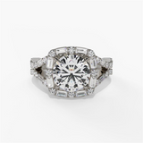 14K White Gold Halo Round Natural Diamonds Engagement Ring